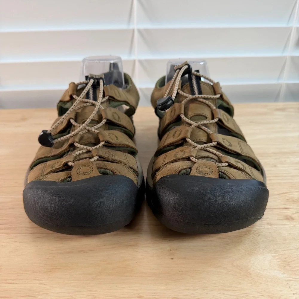 KEEN Newport Hiking Sandals Men's Brown Black Leather Waterproof Outdoor - 11